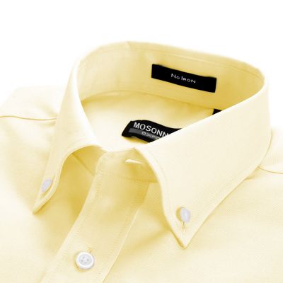 Chemise pour homme couleur unie jaune pale - manches longues
