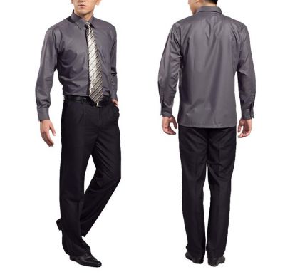 Chemise pour homme couleur unie gris – manches longues