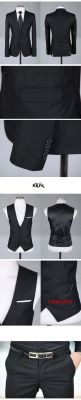 Costume trois pièces avec veste pantalon gilet – noir gris ou bordeaux