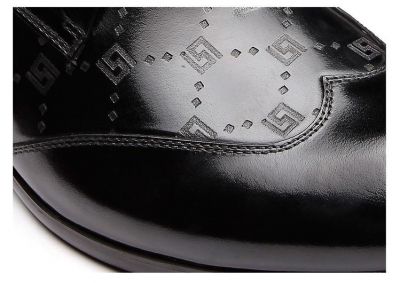 Chaussures pour costume en cuir avec pointillés fantaisie - noires