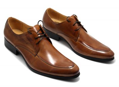 Chaussures pour costume en cuir classiques pointe arrondie  marrons