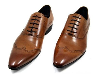 Chaussures pour costume en cuir avec couture fantaisie - marrons