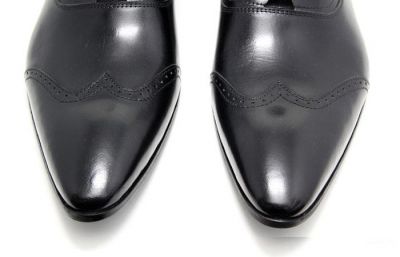 Chaussures pour costume en cuir avec couture fantaisie - noires