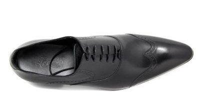 Chaussures pour costume en cuir avec couture fantaisie - noires
