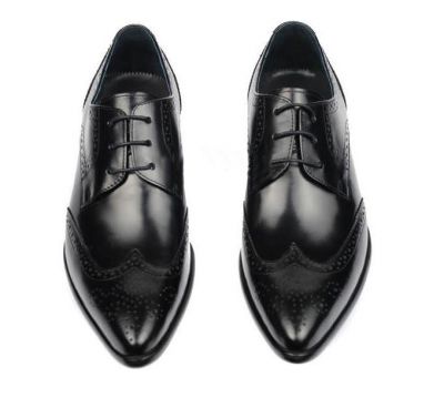 Chaussures de costume en cuir details pointillés fantaisie - noires