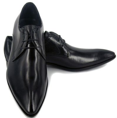 Chaussures de costume en cuir pointe classiques avec lacets - noires