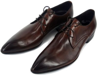 Chaussures de costume en cuir pointe classiques avec lacets - marrons