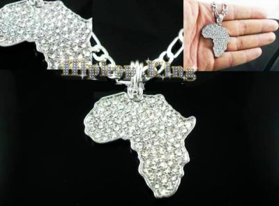 Collier chaine avec pendentif Africa continent bling bling – argent