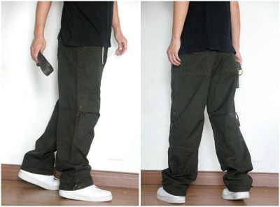 Pantalon large baggy style cargo en toile avec multiples poches