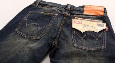 Jeans baggy classique avec effet délavé sur poches et molets