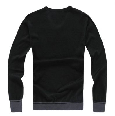 Sweatshirt avec col bicolore en V en laine fine
