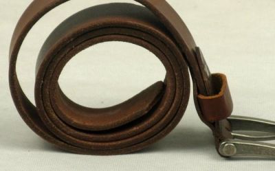 Ceinture cuir marron avec boucle classique acier