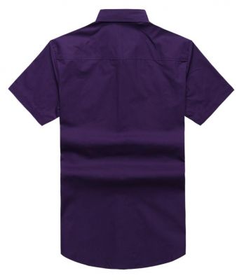 Chemise manches courtes unie avec bordure fantaisie violet blanc noir