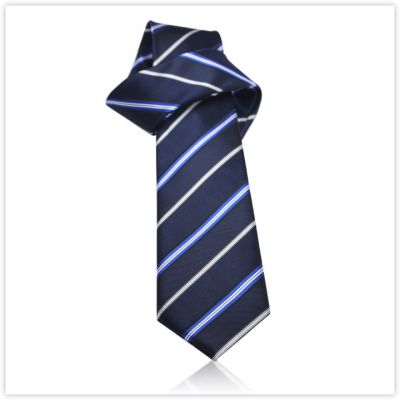 Cravate bleu marine avec rayures mélangées bleu gris
