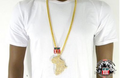 Collier Bling Bling Continent Africain Africa Hip Hop Streetwear - Or Argent