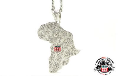 Collier Bling Bling Continent Africain Africa Hip Hop Streetwear - Or Argent