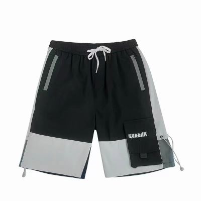 Bermuda baggy cargo pour homme en coton shorts de bain poches des deux côtés couleur contrastante