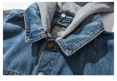 Blouson en jeans distressed pour homme avec capuche en coton gris
