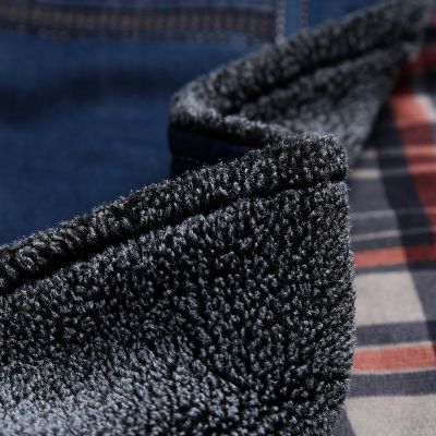 Blouson en jeans hiver pour homme avec col bordé fourrure