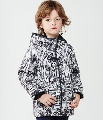 Blouson hiver pour garçon avec motif imprimé tigre noir et blanc