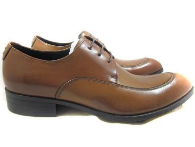 Chaussures de costume en cuir simples avec lacets  marrons
