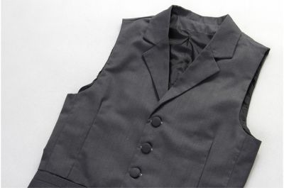 Gilet de costume gris classique avec longue fermeture bouton