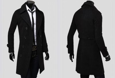 Manteau long pour homme avec fermeture à bouton et col large