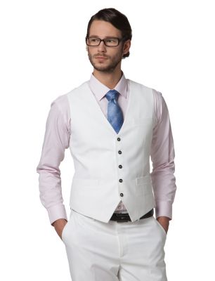 Costume Slim Trois Pièce pour Homme cintré gilet veste pantalon - blanc
