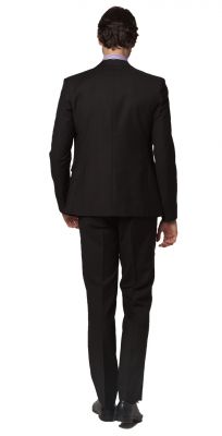 Costume Trois Pièce Cintré pour Bureau Mariage gilet veste pantalon - noir