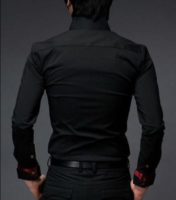 Chemise fashion pour homme avec col et manches lignée couleur - coton