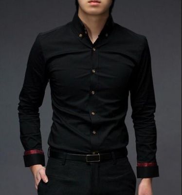 Chemise fashion pour homme avec col et manches lignée couleur - coton