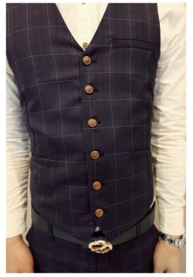Gilet de costume homme avec motif à carreaux écossais plaid
