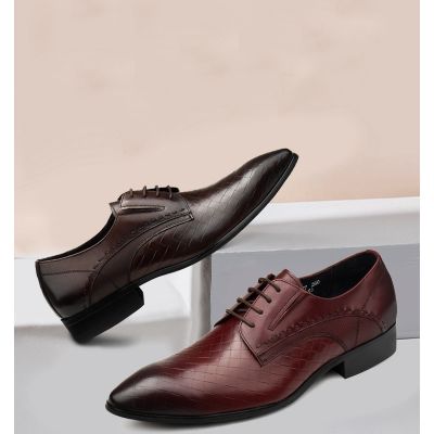 Chaussures derby en cuir pour homme avec motif à carré tissé