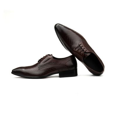 Chaussures derby en cuir pour homme avec motif à carré tissé
