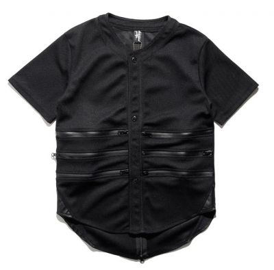 Chemise Baseball pour Homme avec empiècements cuir et zips