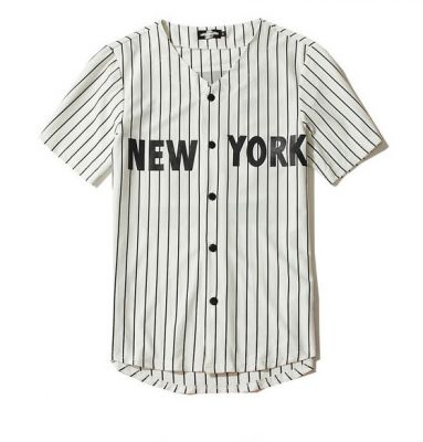 Chemise baseball sans col pour homme avec imprimé New York LV