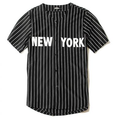 Chemise baseball sans col pour homme avec imprimé New York LV