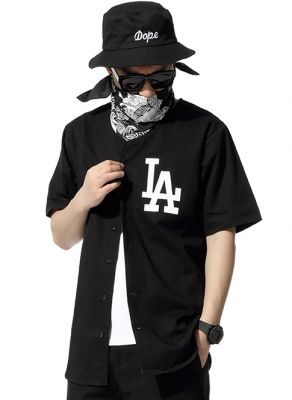 Chemise Baseball Sans Col pour Homme Los Angeles Dodgers