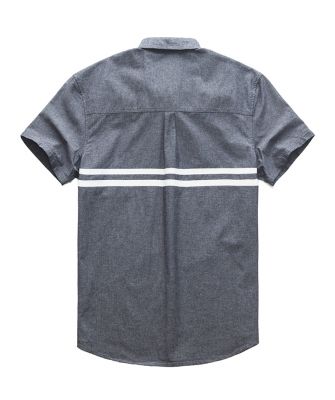 Chemise chambray homme grande taille bande blanche manches courtes
