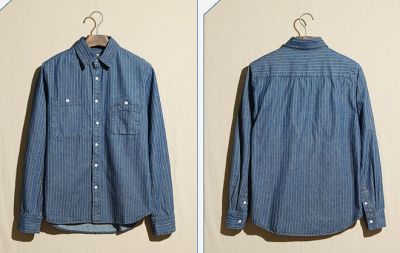 Chemise Jeans à Rayures Homme Manches Longues