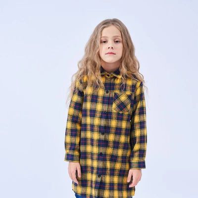 Chemise longue oversize à carreaux pour fille enfant