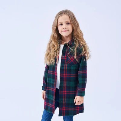Chemise longue oversize à carreaux pour fille enfant