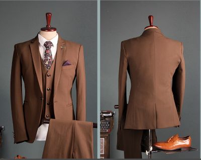 Costume 3 pièces pour homme marron vintage