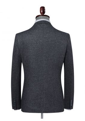 Veste de Costume gris classique tissu épais pour homme coupe slim à deux boutons