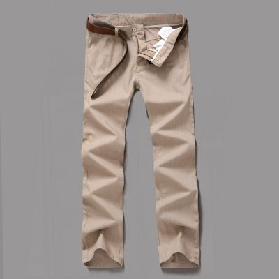 Pantalon en lin pour homme coupe slim tissu léger - Beige Marine Gris