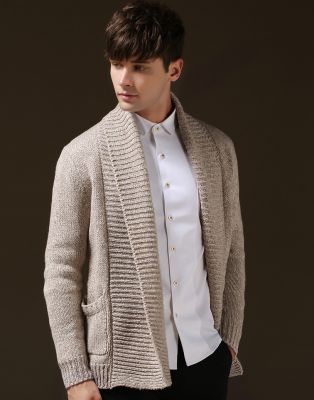 Gilet en tricot pour homme avec col large effet écharpe