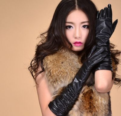Longs gants vintage en véritable cuir pour femmes