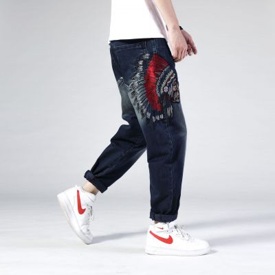 Jeans Baggy Homme avec broderie Native Americans