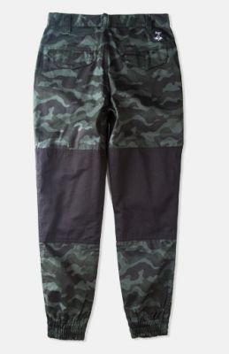 Jogger Pants Militaire Camouflage avec Empiècement Genou Noir