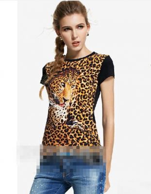 T shirt Léopard pour Femme avec Effet 3D Camouflage Imprimé Animal